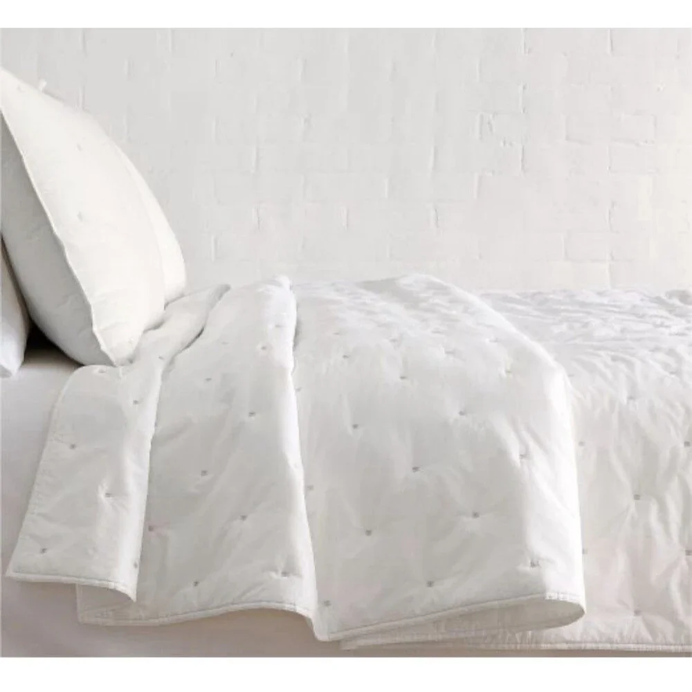 West Elm Washed Cotton Percale Quilt, Full/queen White